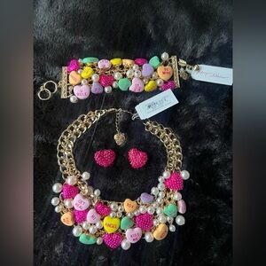 Betsey Johnson Valentines Candy Jewelry Set, necklace, bracelet, earrings CUTE!🩷